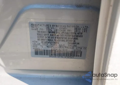 2014 Nissan Sentra Sr from USA, damaged, VIN 3N1AB7AP9EY290919